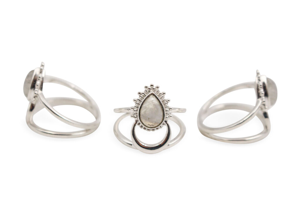 Moonstone Ray Sterling Silver Ring - Crystal Dreams
