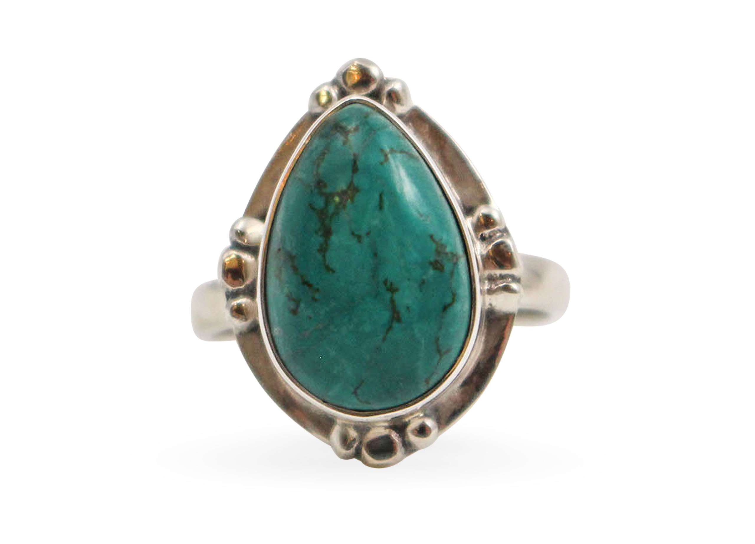 Turquoise "Freeform" sterling silver ring - Crystal Dreams
