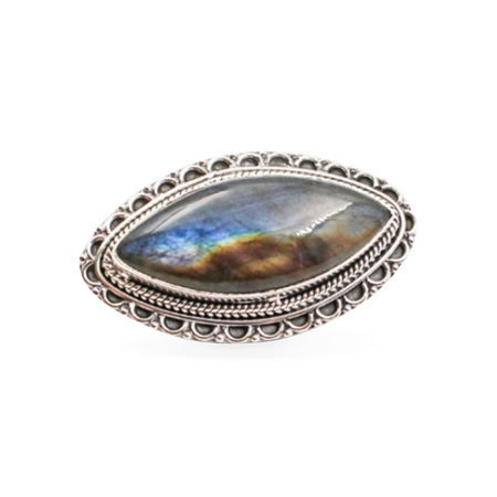 Labradorite shield sterling silver ring - Crystal Dreams