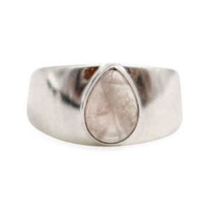 Rose Quartz “Tear” Sterling Silver Ring