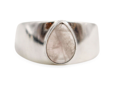 Rose Quartz _Tear_ Sterling Silver Ring - Crystal Dreams