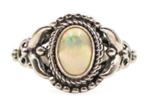 Bague d’opale “rondelle” en argent sterling