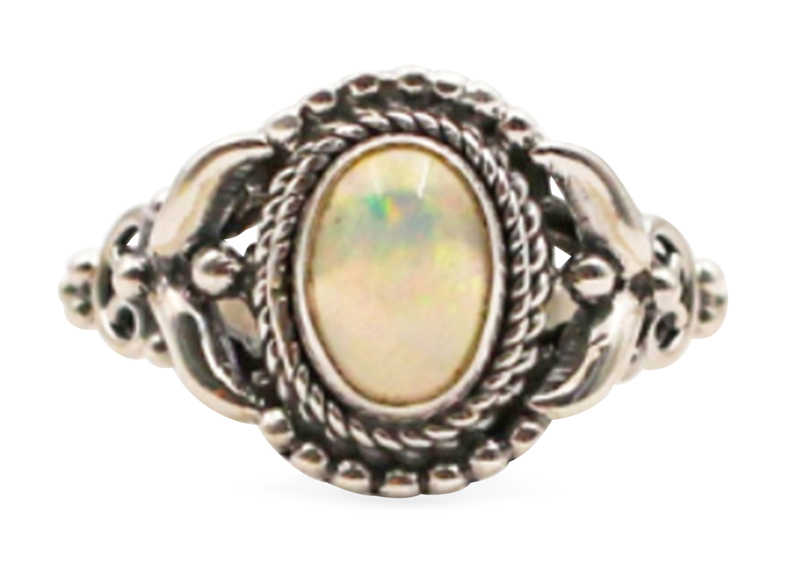 Opal "Rondelle" Ring Sterling Silver - Crystal Dreams