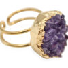 Adjustable Amethyst Druze Gold Ring - Crystal Dreams