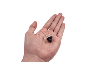 Adjustable Amethyst Druze Ring Silver Colour