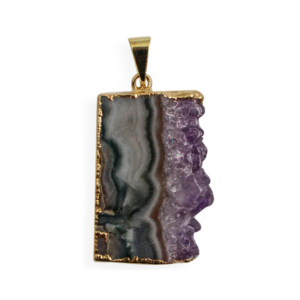 Amethyst Cut Slice Pendant from Brazil Gold Colour