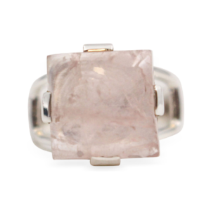 Bague de quartz rose “square” en argent sterling