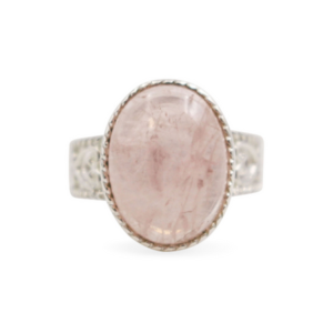 Bague de quartz rose “finesse” en argent sterling