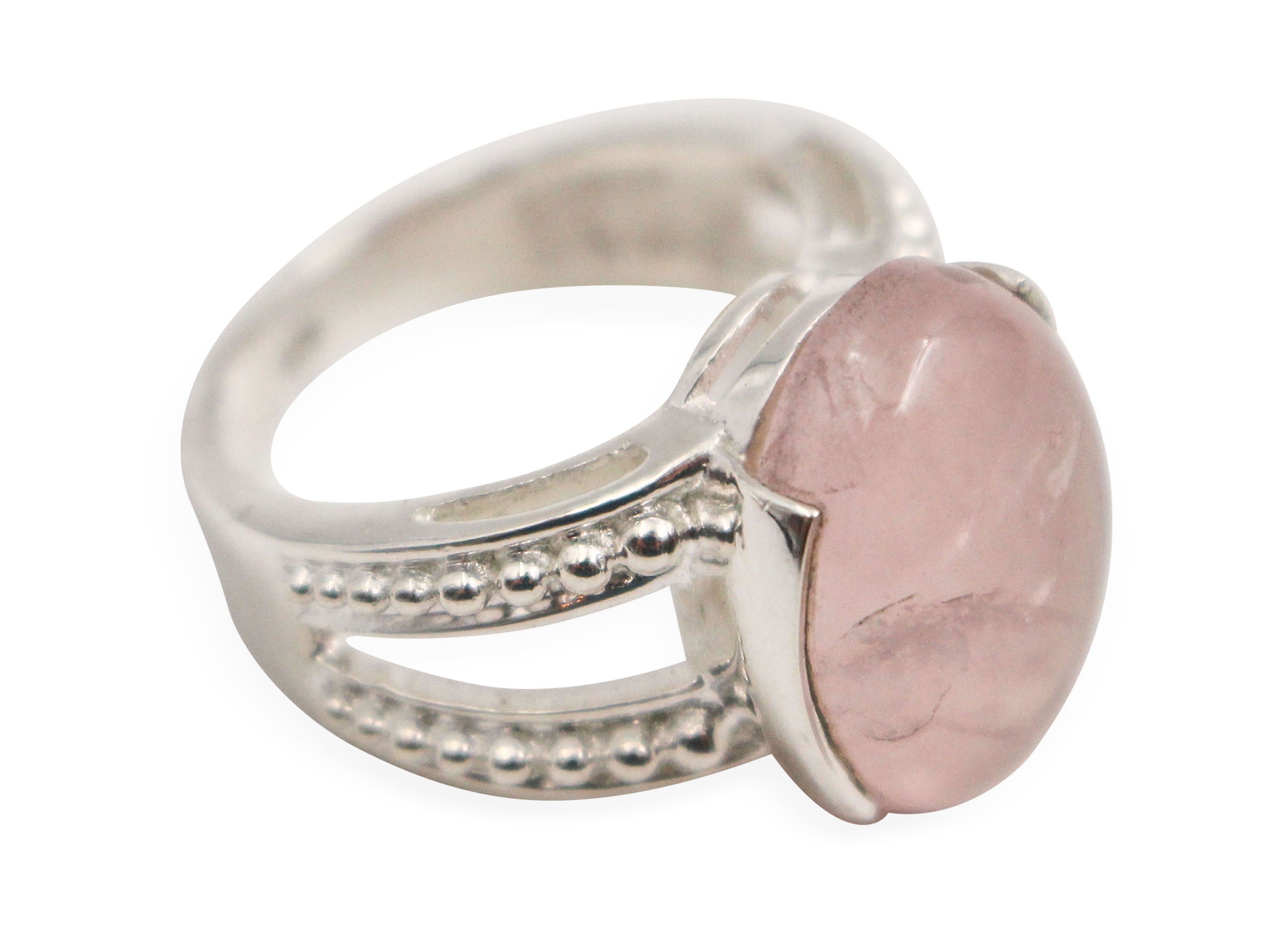 Rose Quartz _Bulge_ Sterling Silver Ring - Crystal Dreams