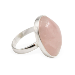 Bague de quartz rose “cabochon” en argent sterling