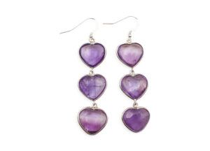 Amethyst “Triple Heart” Sterling Silver Earrings