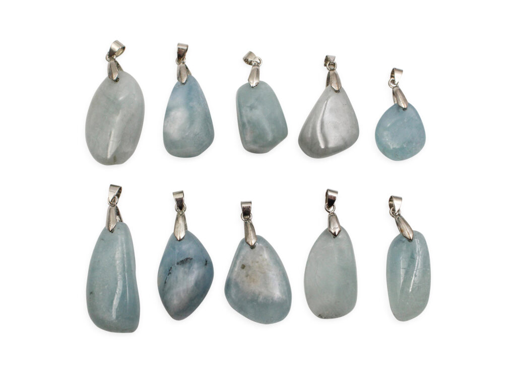 Blue Aquamarine Pendant Stainless Steel - Crystal Dreams