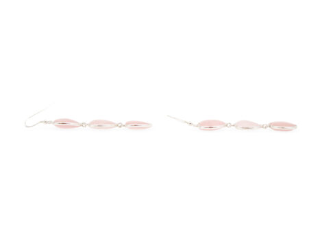 Rose Quartz Triple Heart Silver Earrings - Boucles d_oreille - Crystal Dreams