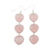 Rose Quartz Triple Heart Silver Earrings - Boucles d_oreille - Crystal Dreams
