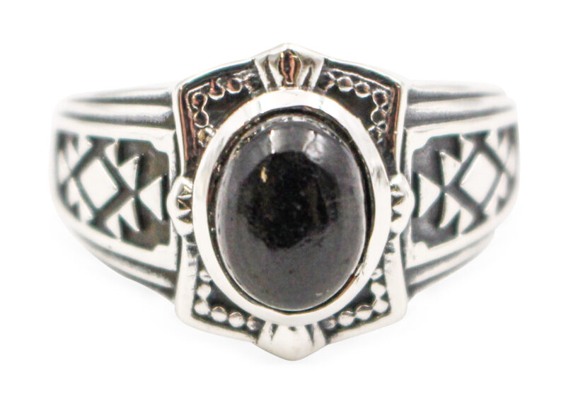 Black Tourmaline “Nox” Sterling Silver Men’s Ring