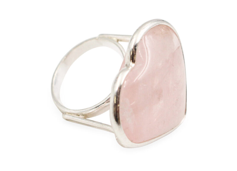Bague de quartz rose “bezel” coeur en argent sterling