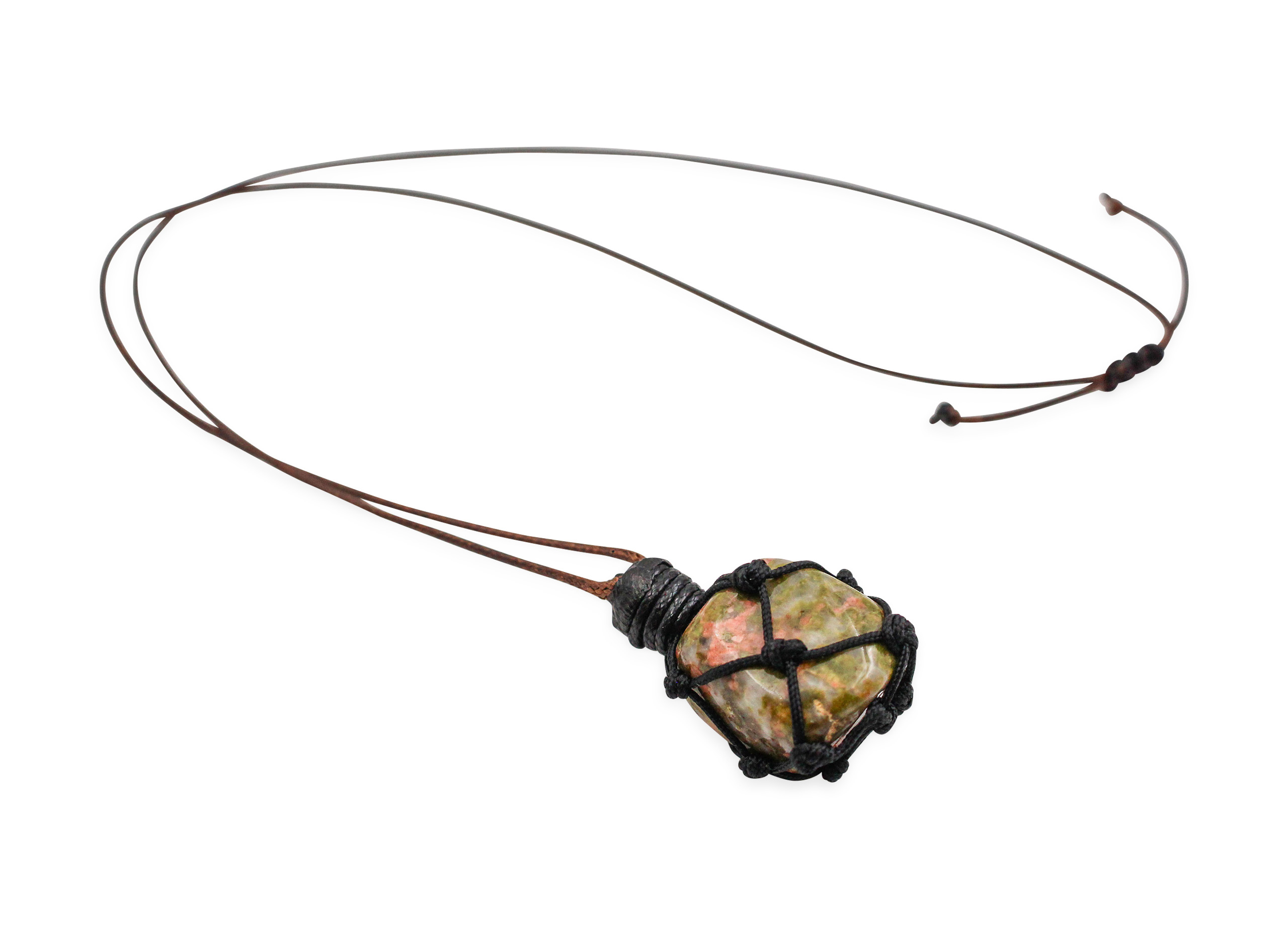 Unakite - Wrapped Polished Net Necklaces - Crystal Dreams