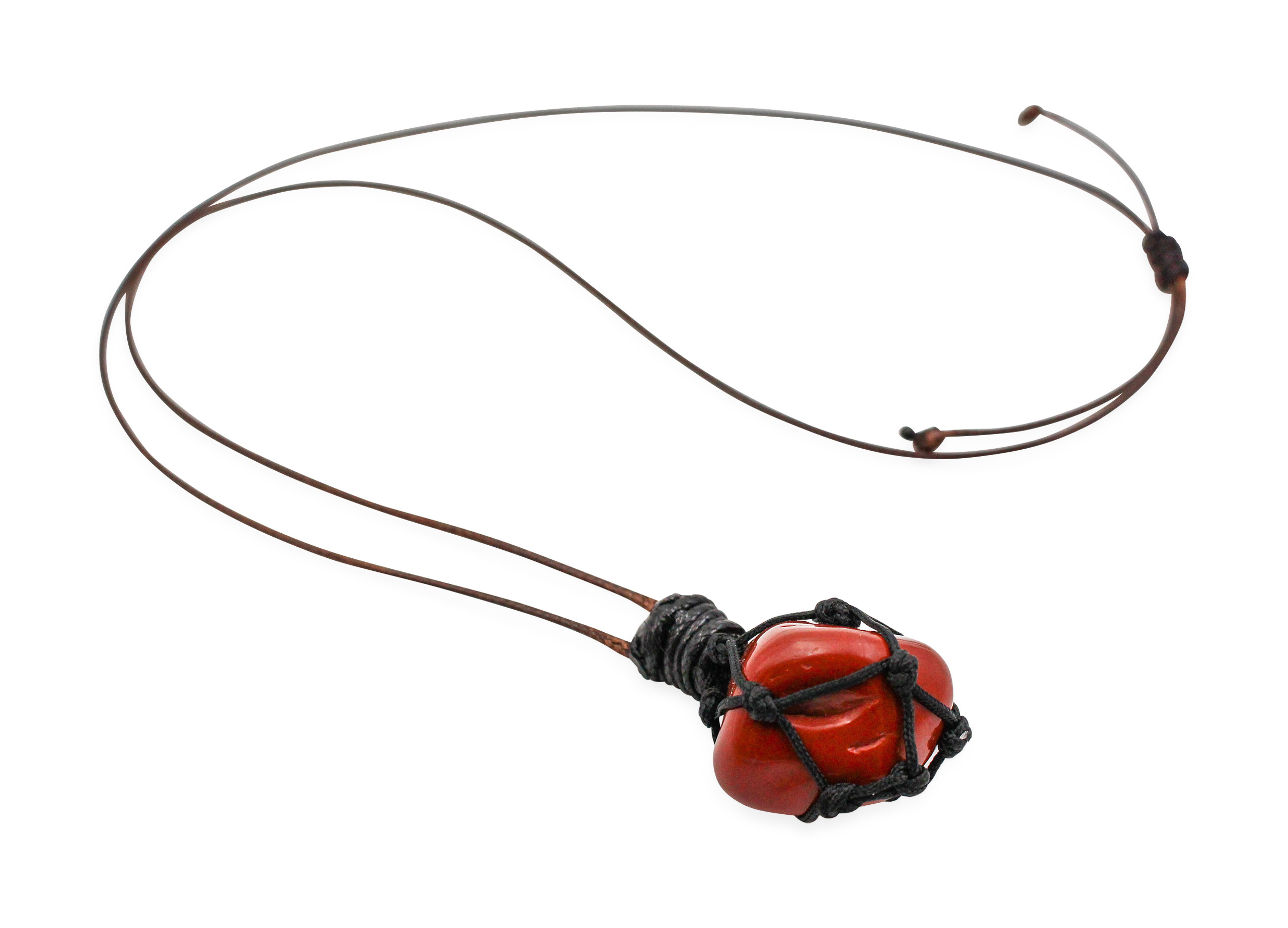 Jasper Red - Wrapped Polished Net Necklaces - Crystal Dreams