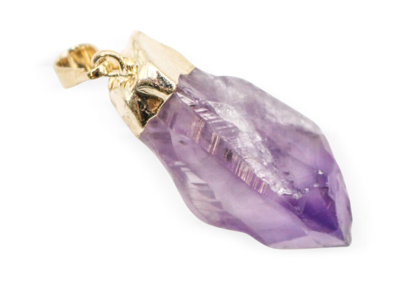 Amethyst Rough Point Pendant (M) Gold Colour- Crystal Dreams