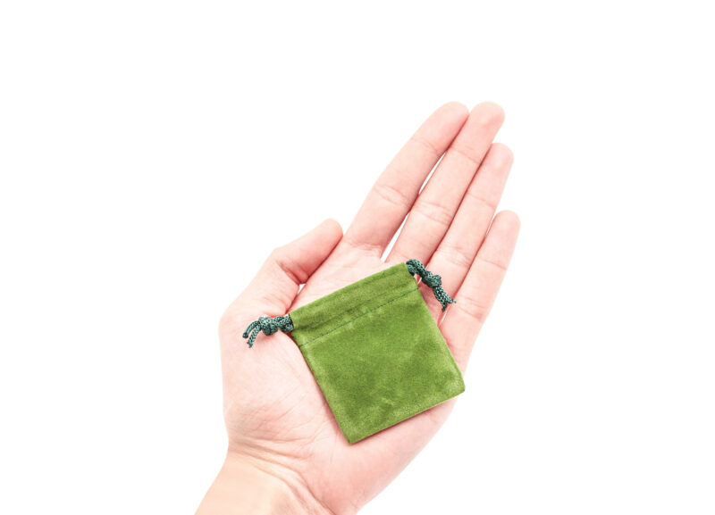 Pochette en velours verte (S, M, L ou XL)