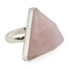 Rose Quartz Triangle Sterling Silver Ring - Crystal Dreams