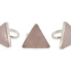 Rose Quartz Triangle Sterling Silver Ring - Crystal Dreams