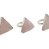 Rose Quartz Triangle Sterling Silver Ring - Crystal Dreams