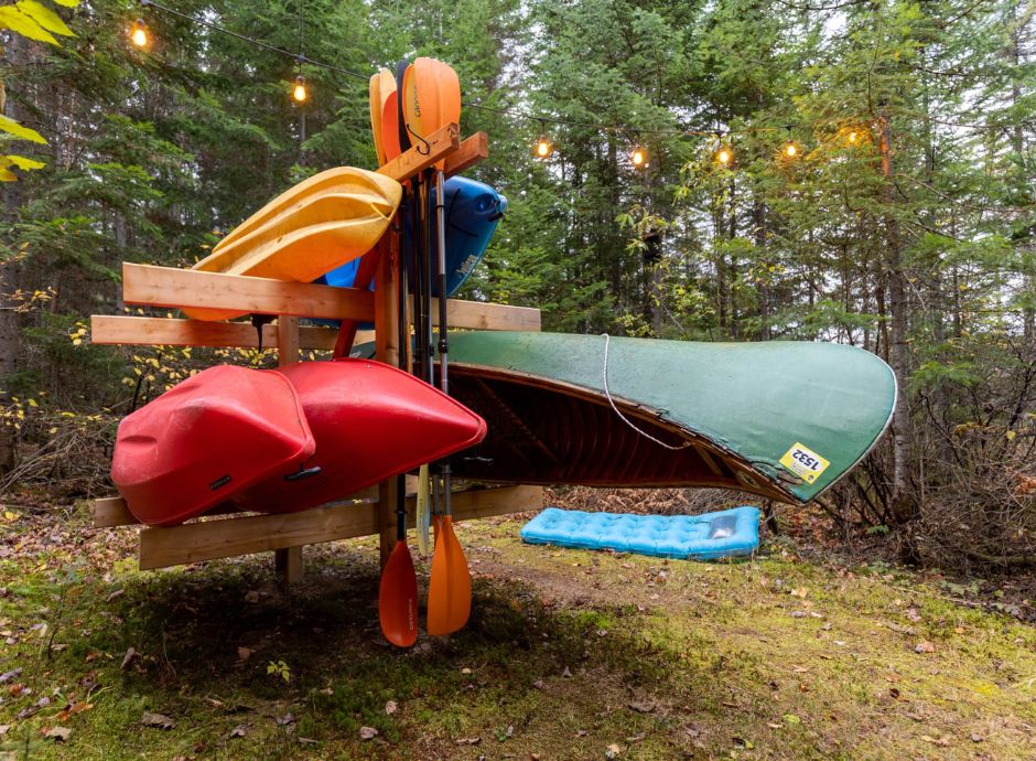 Private dock with lake access at a St-Donat vacation rental.