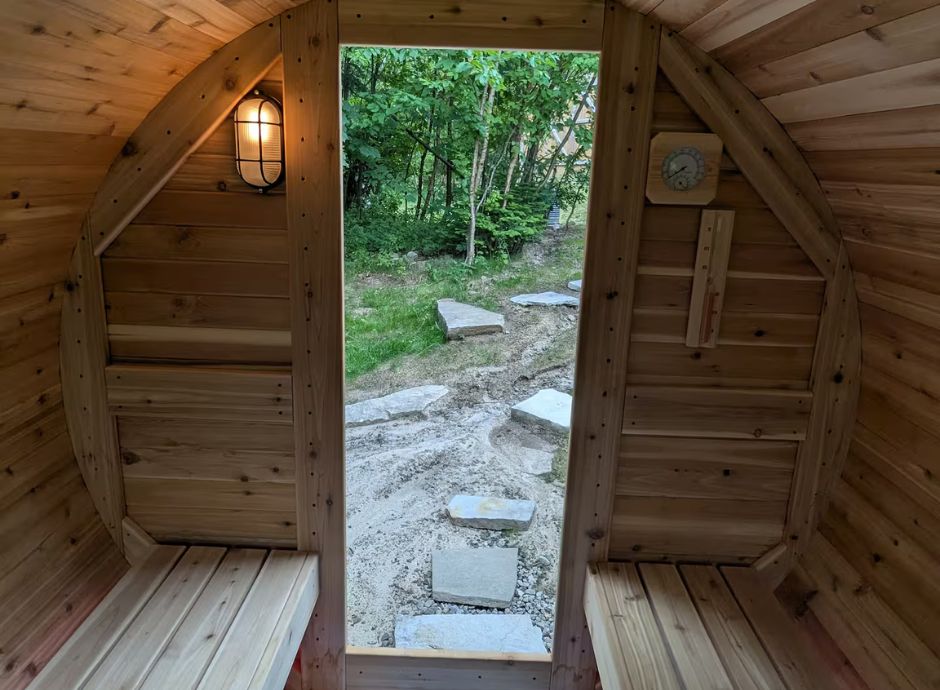 Private dock with lake access at a St-Donat vacation rental.