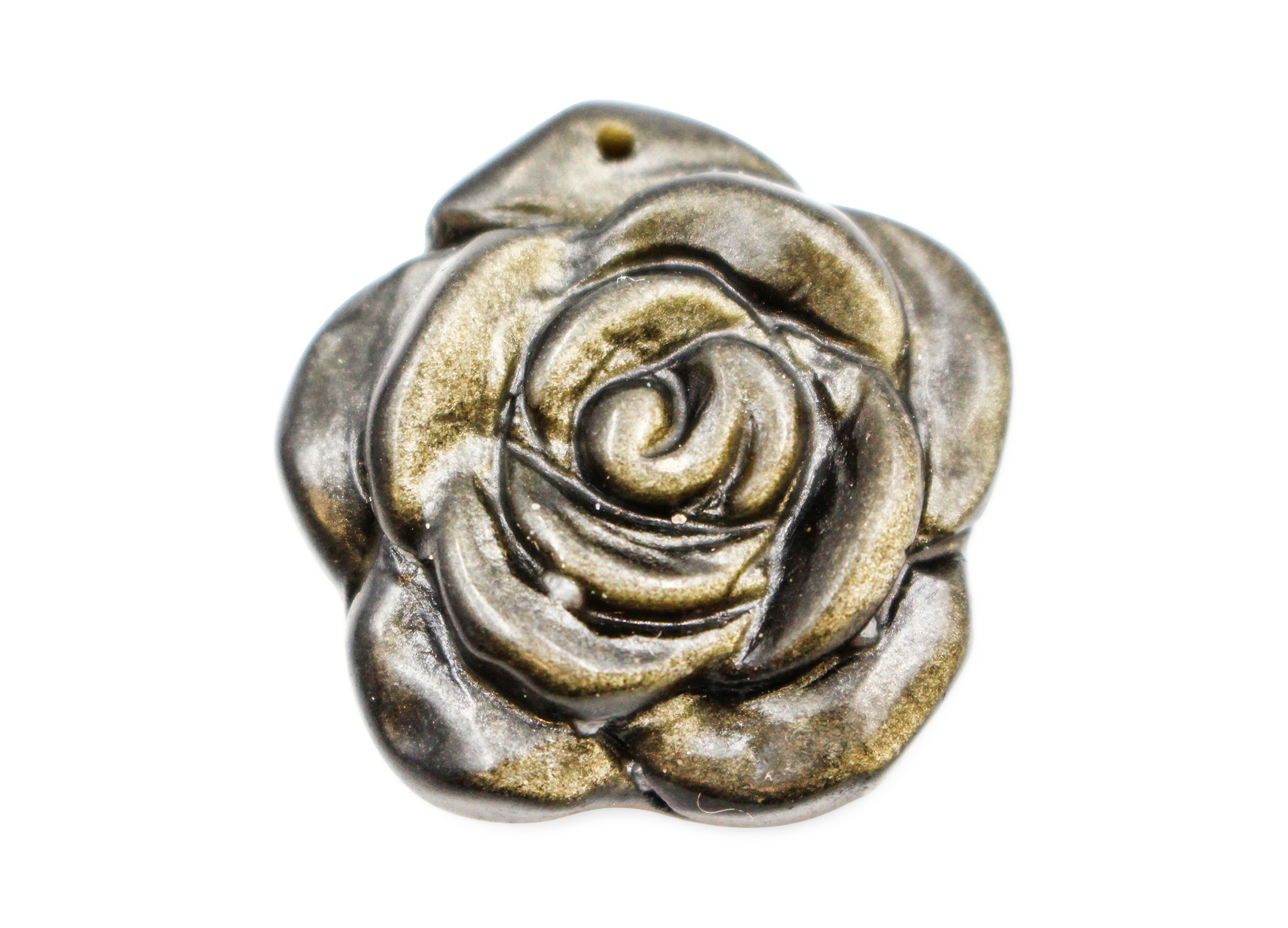 Golden Obsidian Rose Pendant - Crystal Dreams