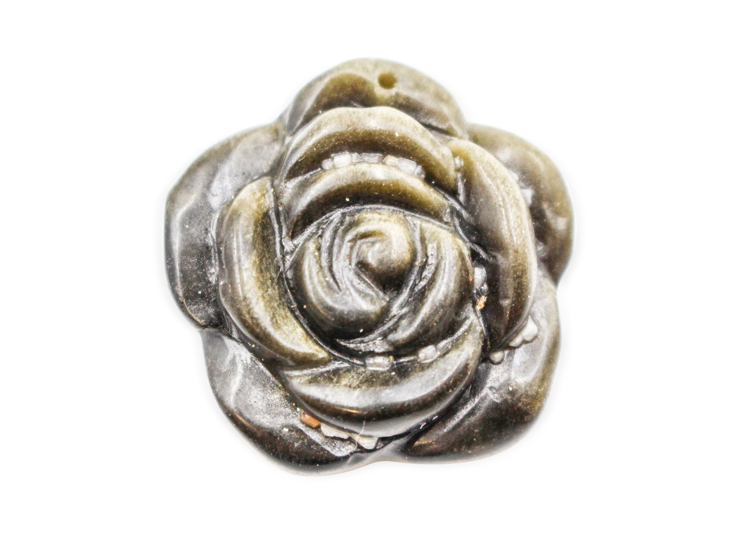 Golden Obsidian Rose Pendant - Crystal Dreams