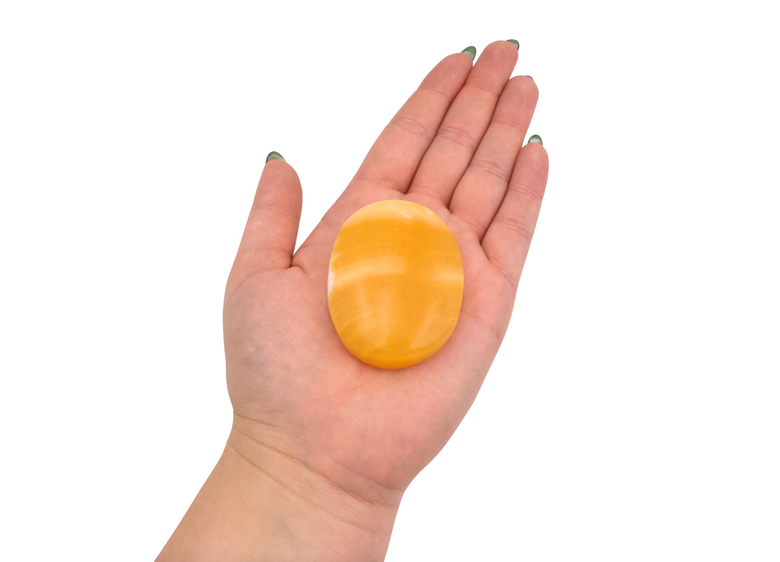 Orange Calcite Palm Stone - Crystal Dreams