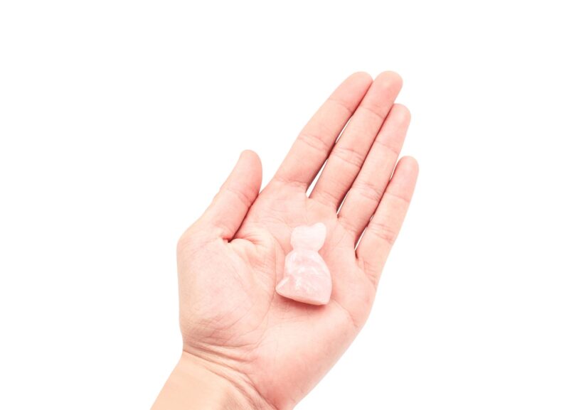Chat en cristal de quartz rose