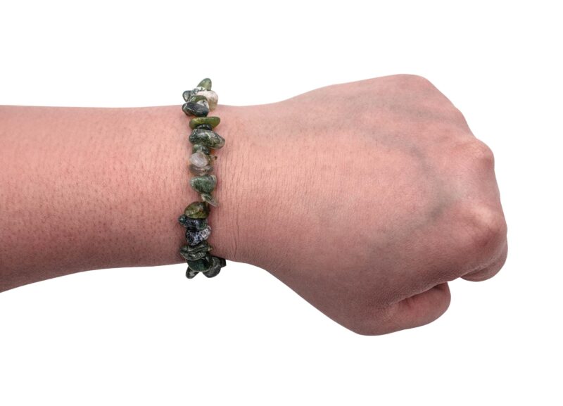 Bracelet en éclats d’agate mousse