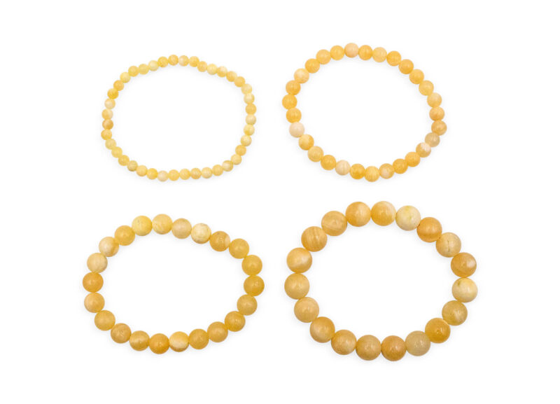 Bracelet en calcite jaune (4 mm, 6 mm, 8 mm ou 10 mm)