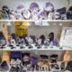 Amethyst crystals display in spiritual crystal shop