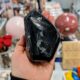 Polished black shungite freeform crystal for grounding and protection