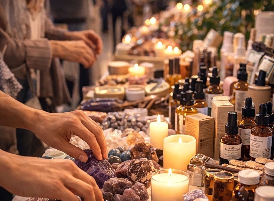 Visitors exploring vendors and crystals at the Crystal Dreams Wellness and Spirituality Event