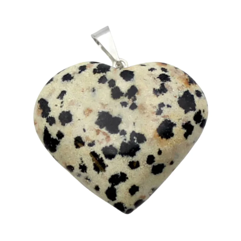 Pendentif de jaspe dalmatien en coeur